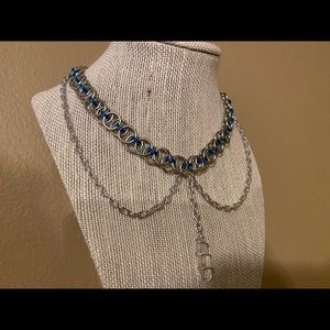 Handmade chainmail quartz choker